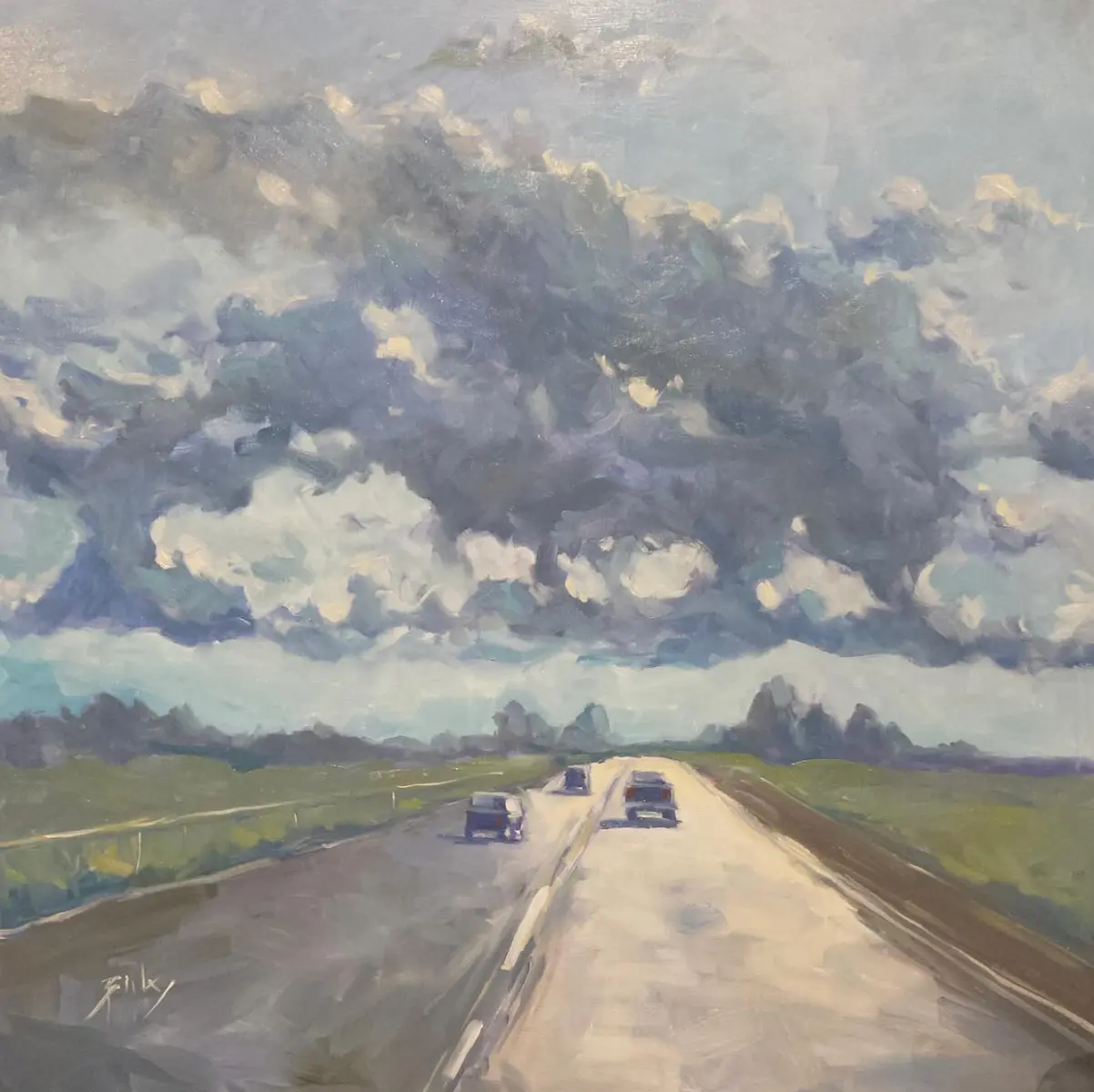 The Long Drive Home, painting by Szabolcs Brezovsky