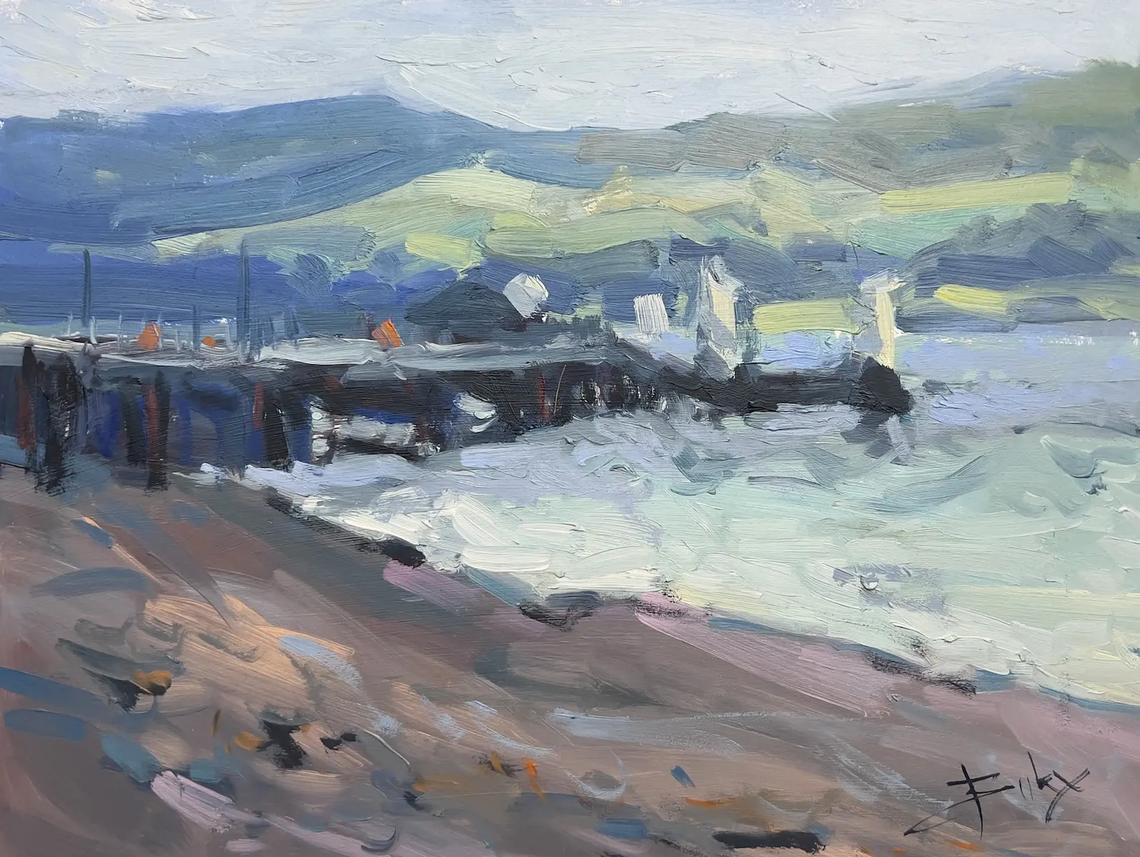 The Old Pier, painting by Szabolcs Brezovsky