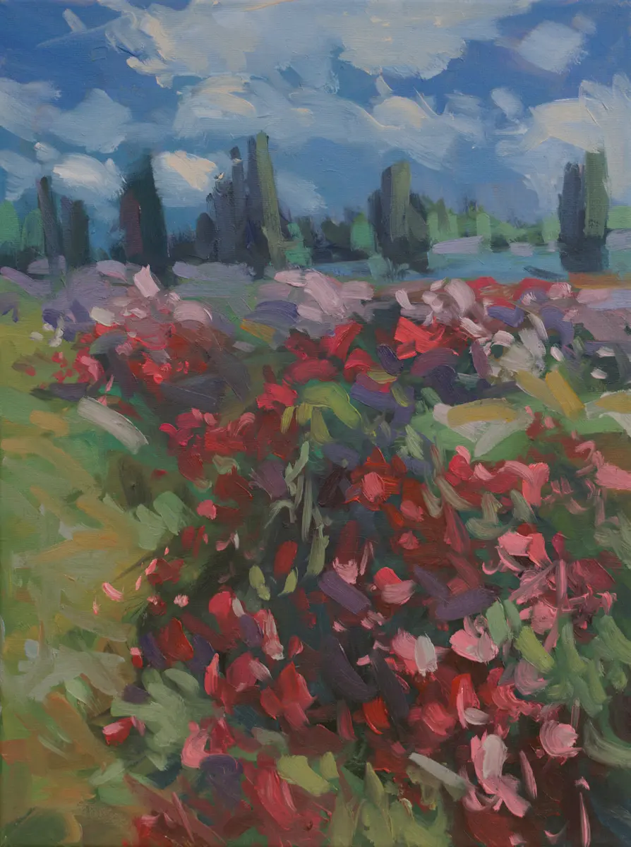 A riot of red, Oil on canvas by Szabolcs Brezovsky