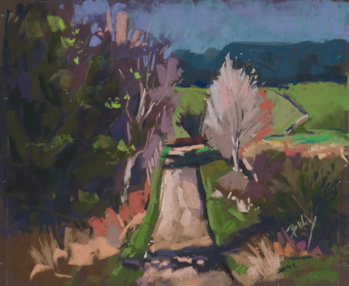 At the field’s edge, Pastel by Szabolcs Brezovsky