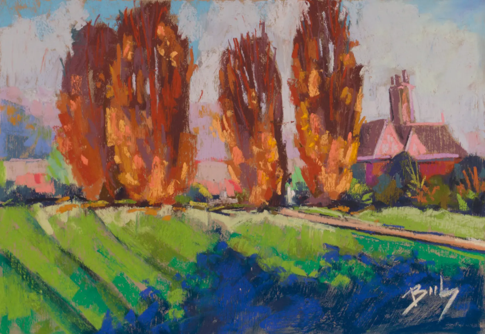 Autumn in Arley Hall, Pastel by Szabolcs Brezovsky