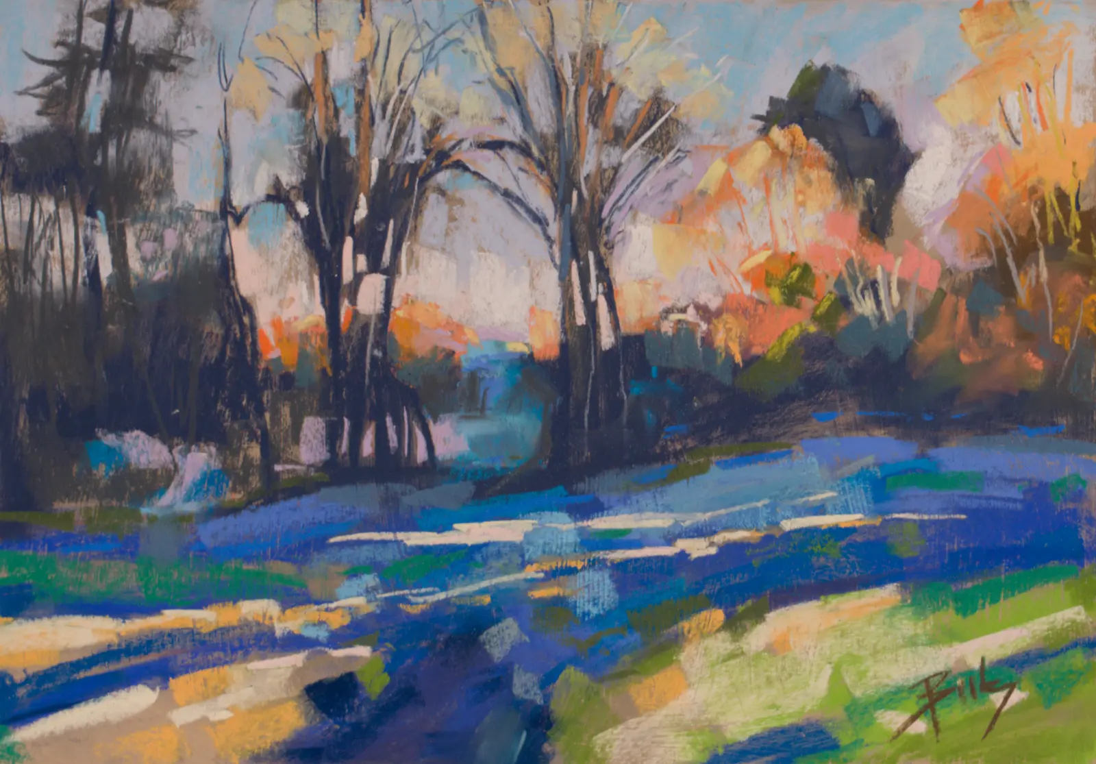 Autumn in Blue, Pastel by Szabolcs Brezovsky