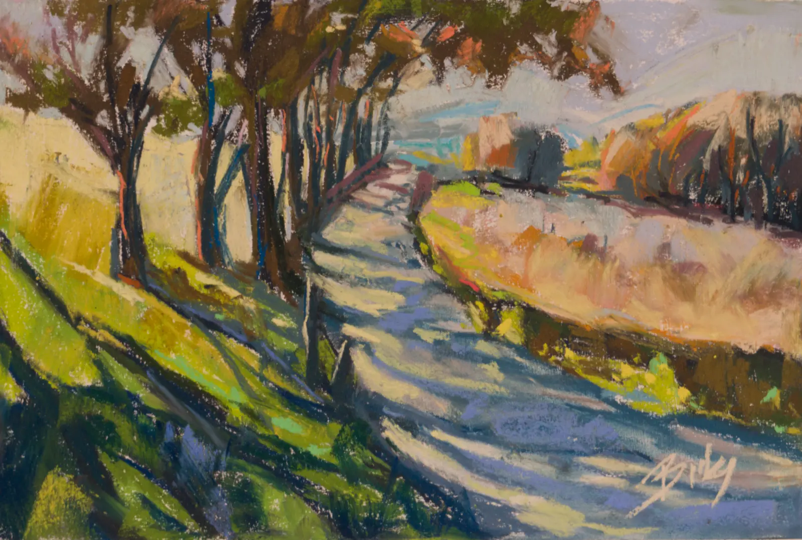 Autumn Lane, Pastel by Szabolcs Brezovsky