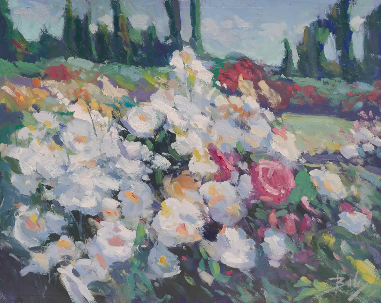 Blooms, Oil on paper by Szabolcs Brezovsky