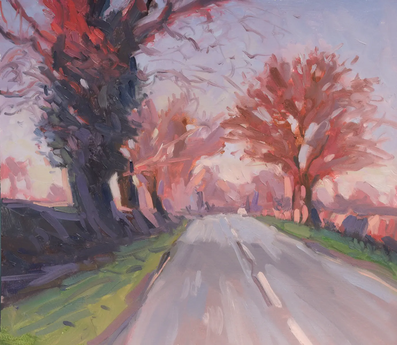 Crimson canopy, Oil on paper by Szabolcs Brezovsky