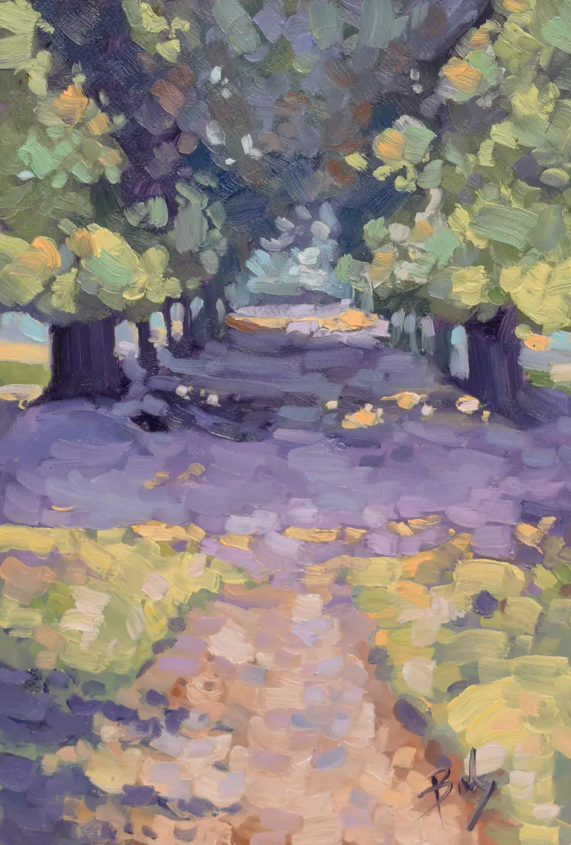 Dappled path, Oil on paper by Szabolcs Brezovsky