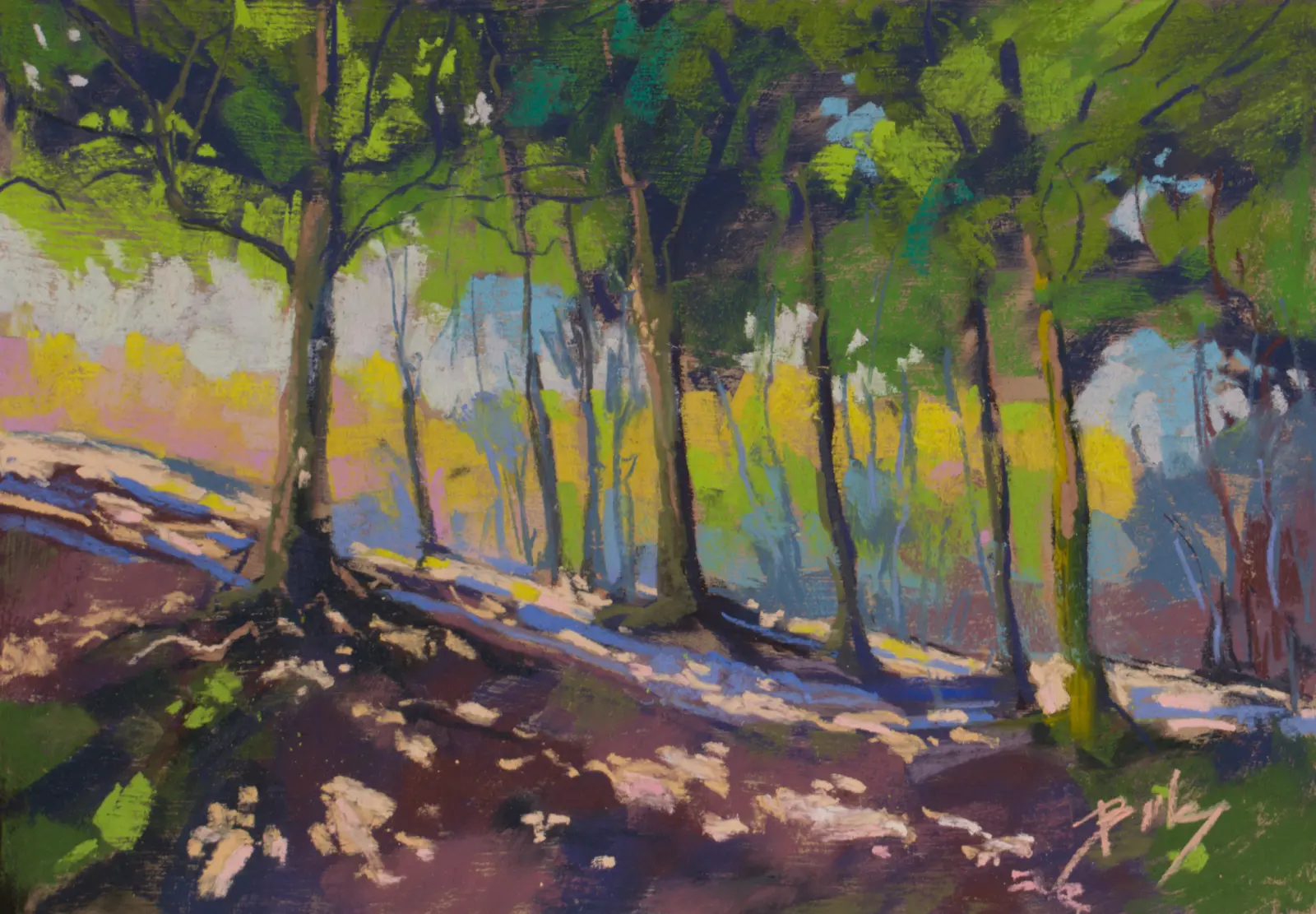 Dappled Woodland, Pastel by Szabolcs Brezovsky