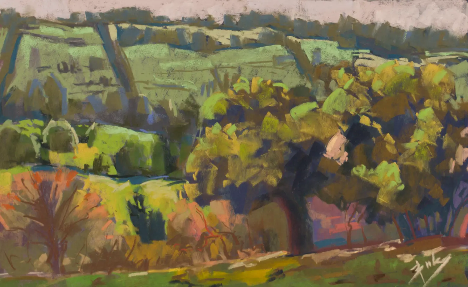 Distant Fields, Pastel by Szabolcs Brezovsky