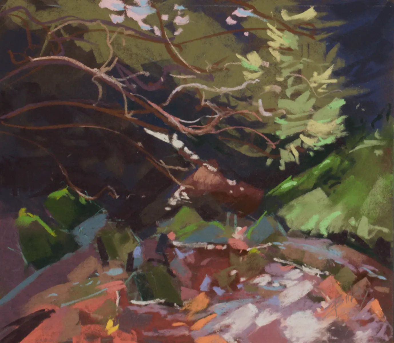 Forest Stream, Pastel by Szabolcs Brezovsky