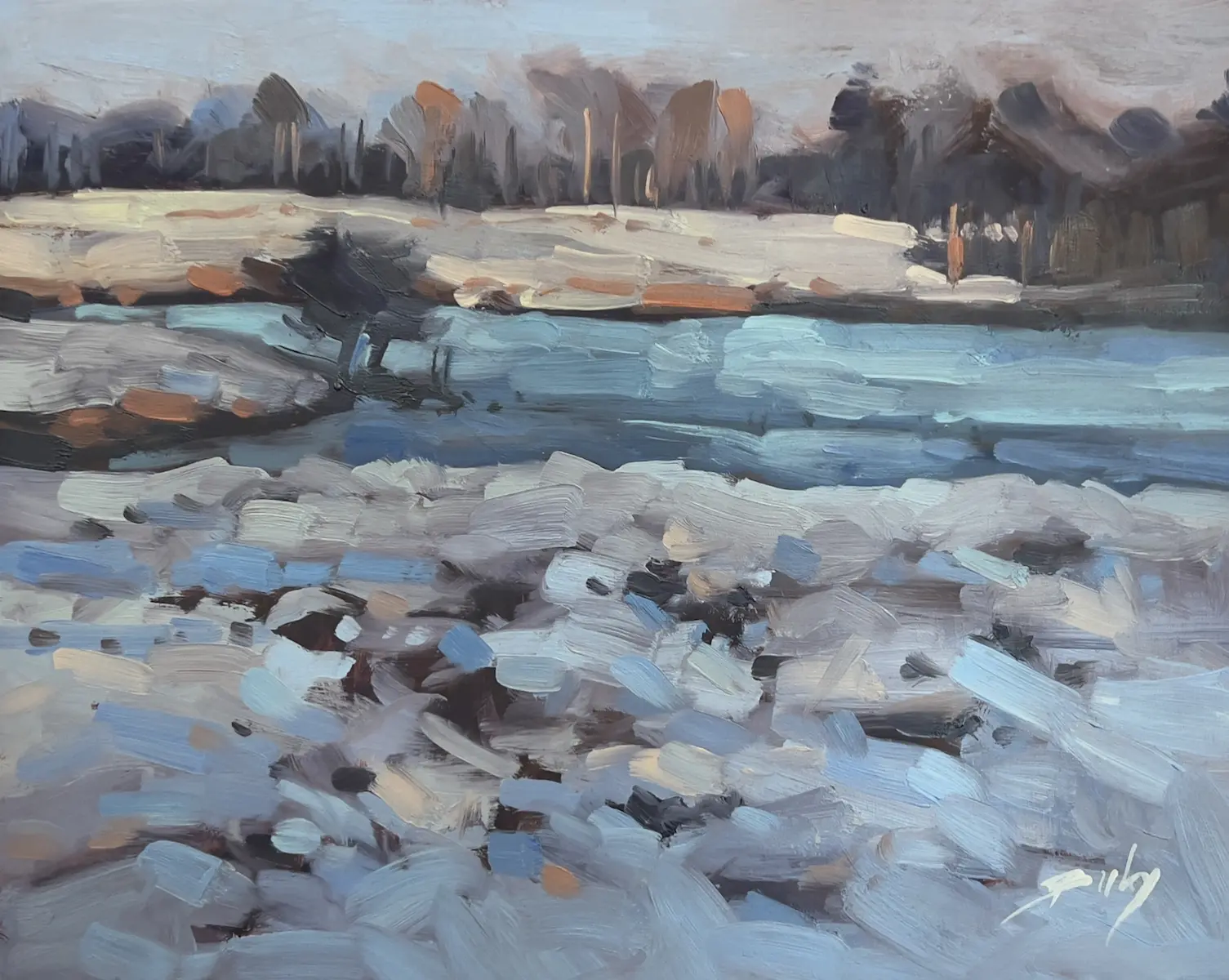 Frost on the Bank, painting by Szabolcs Brezovsky