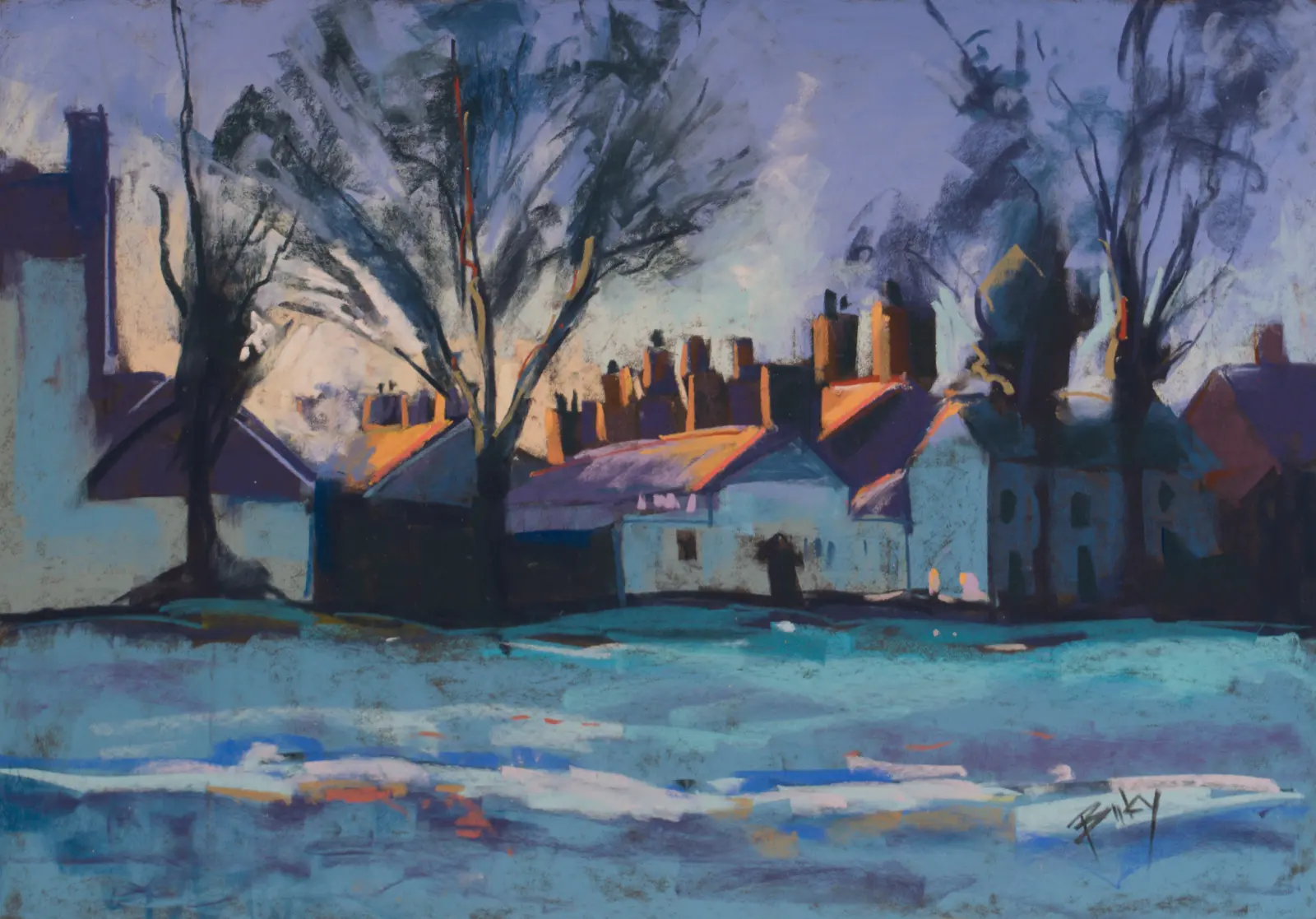 Frozen Sunrise in Knutsford, Pastel by Szabolcs Brezovsky