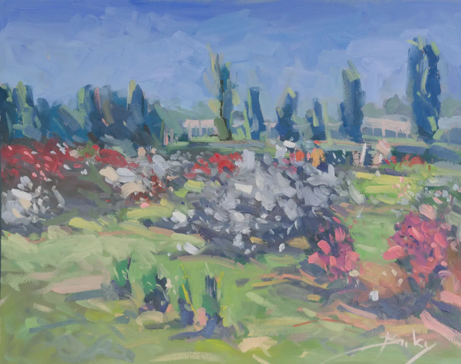 Garden in Bloom, Oil on paper by Szabolcs Brezovsky