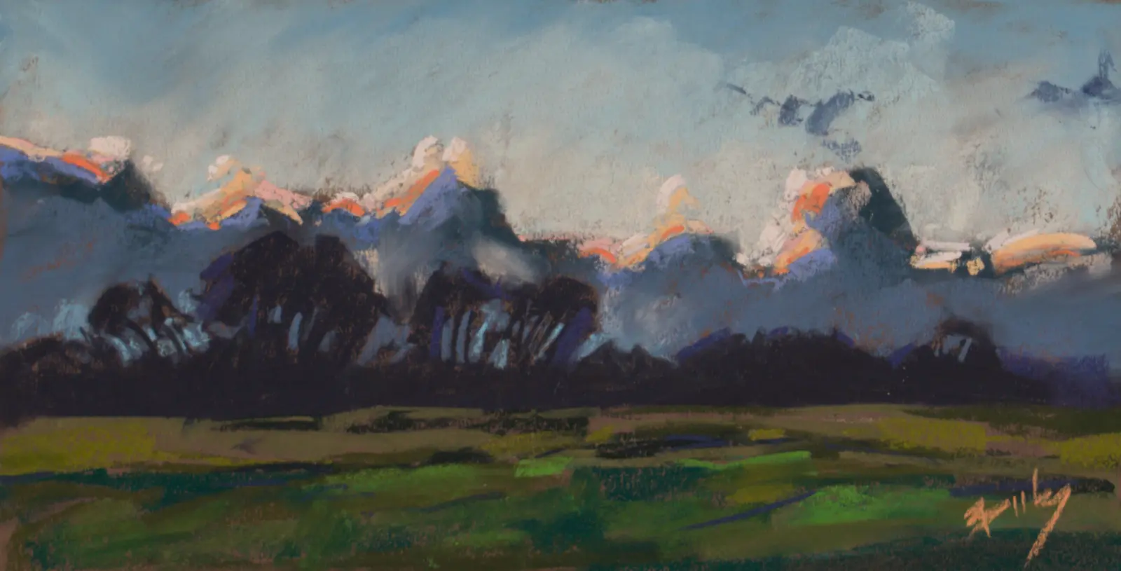 Late Evening in Tatton, Pastel by Szabolcs Brezovsky