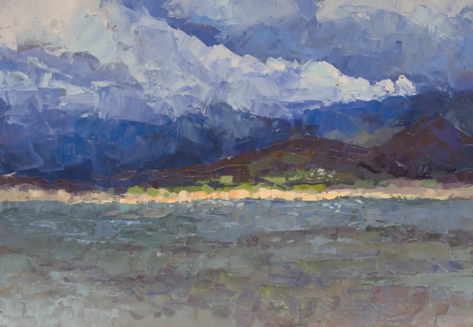 Light Along the Shore, Oil on paper by Szabolcs Brezovsky