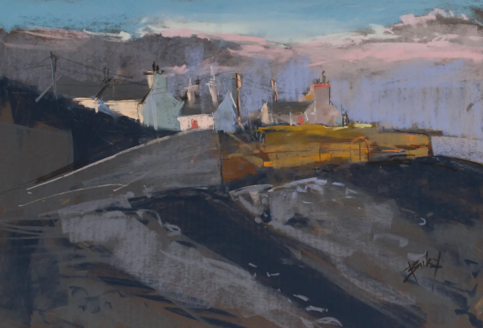 Moelfre Evening, Pastel by Szabolcs Brezovsky