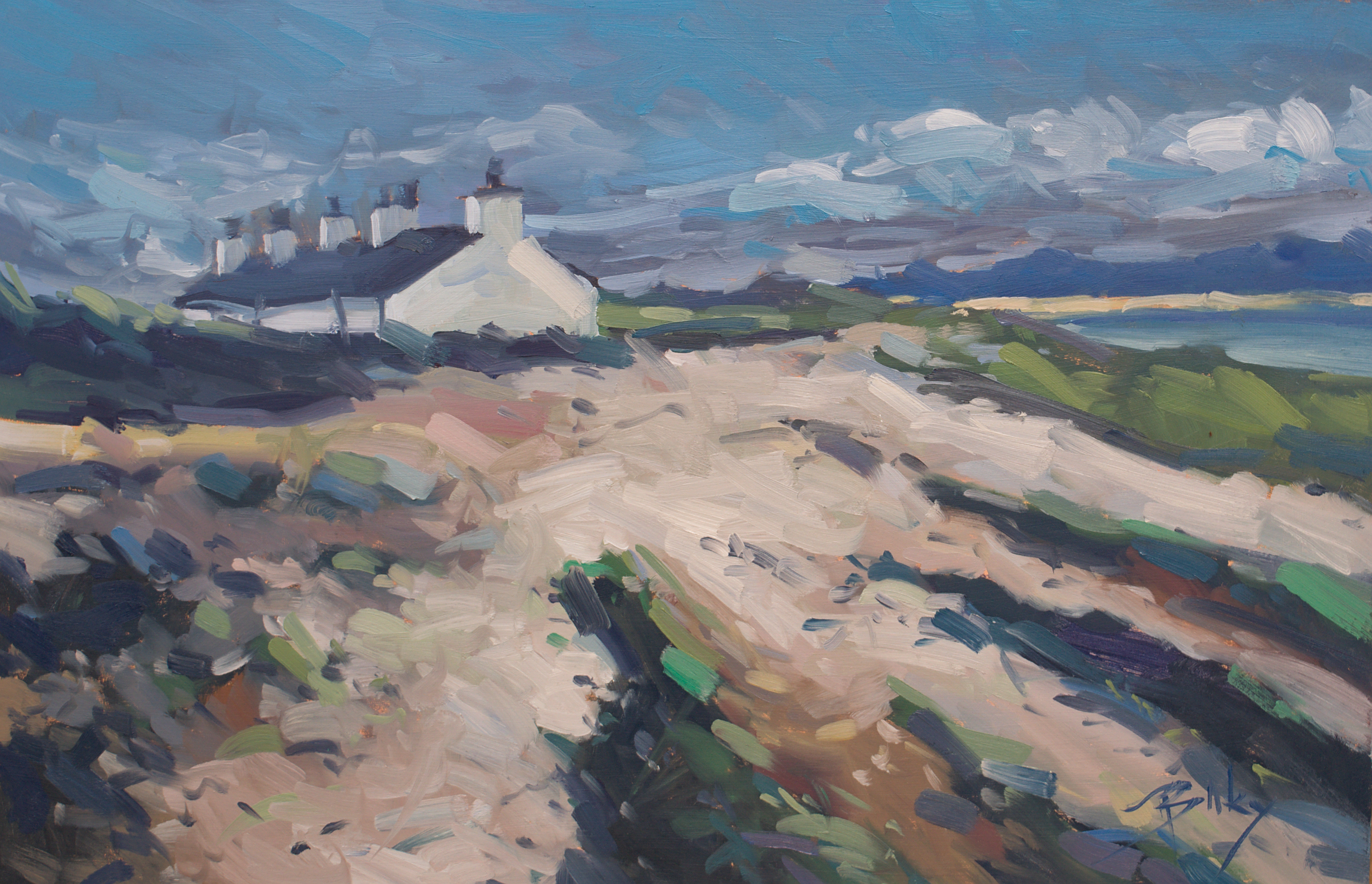 Newborough Dunes, painting by Szabolcs Brezovsky