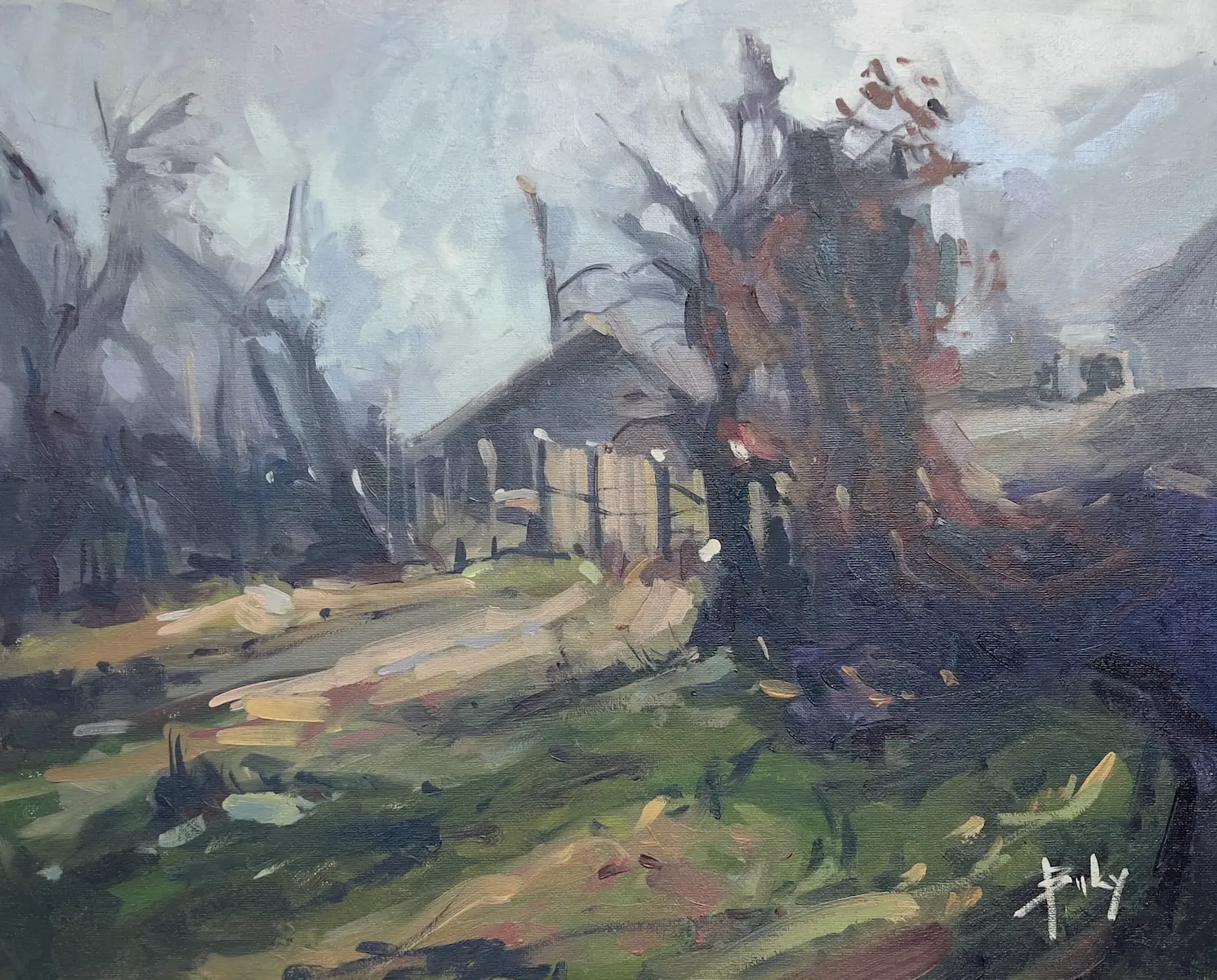 Overgrown, painting by Szabolcs Brezovsky