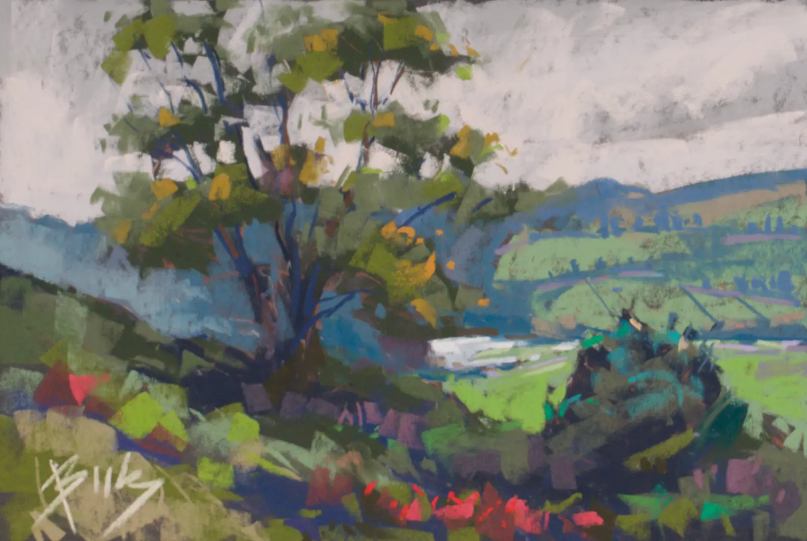 Overlooking Tegg's Nose, Pastel by Szabolcs Brezovsky