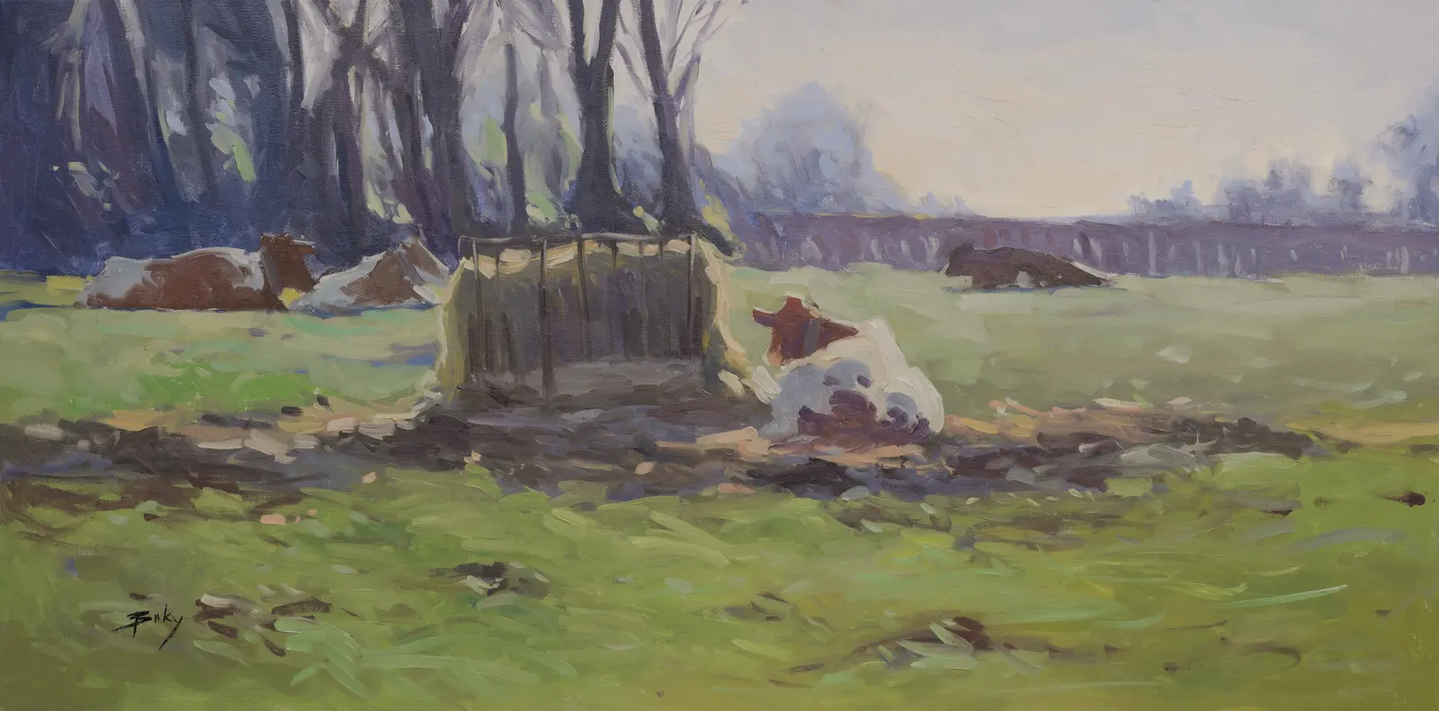 Resting herd, Oil on canvas by Szabolcs Brezovsky