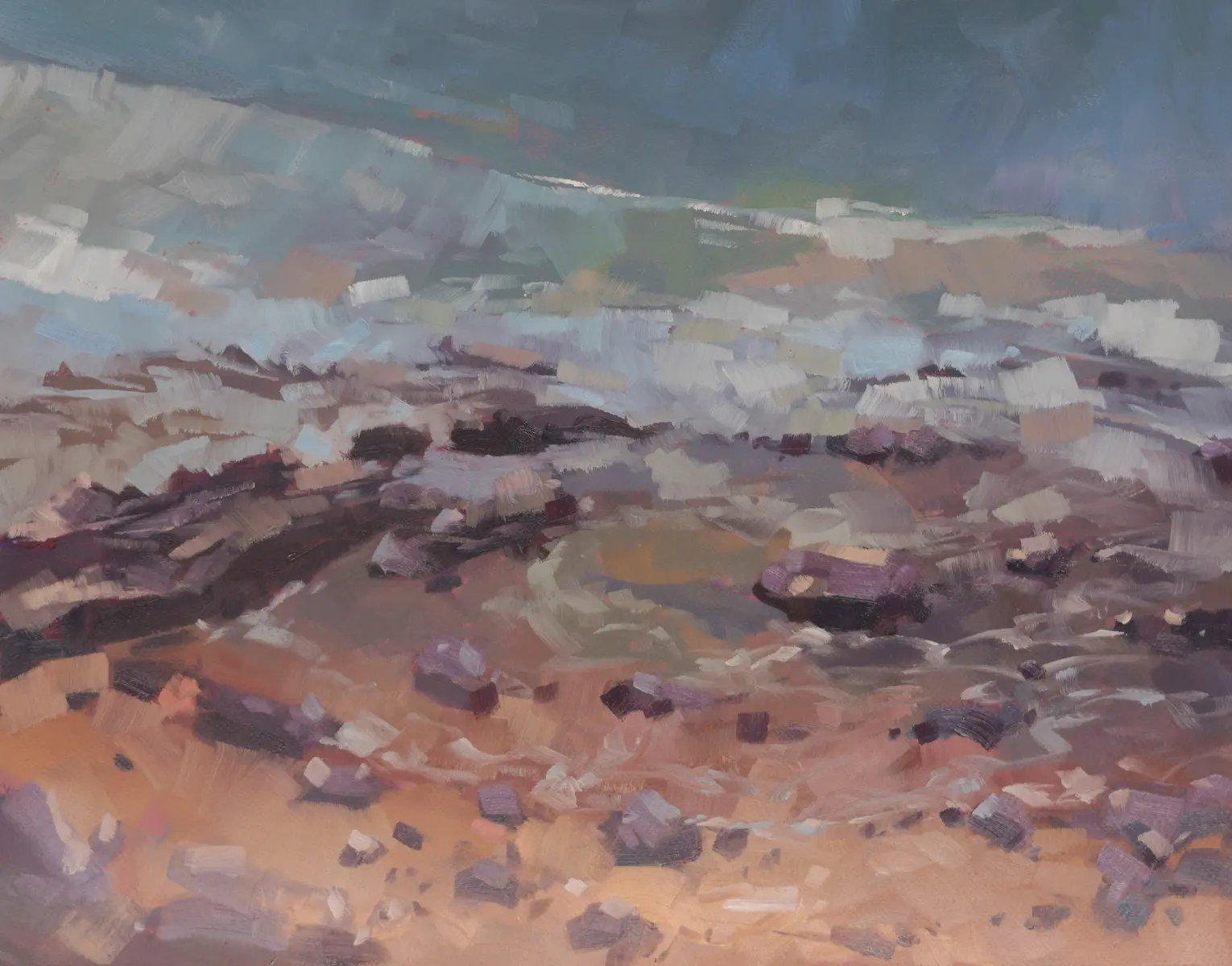 Sea and rocks, Oil on paper by Szabolcs Brezovsky