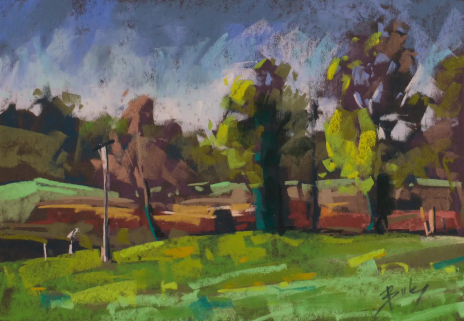 Spring at Seven Sisters, Pastel by Szabolcs Brezovsky