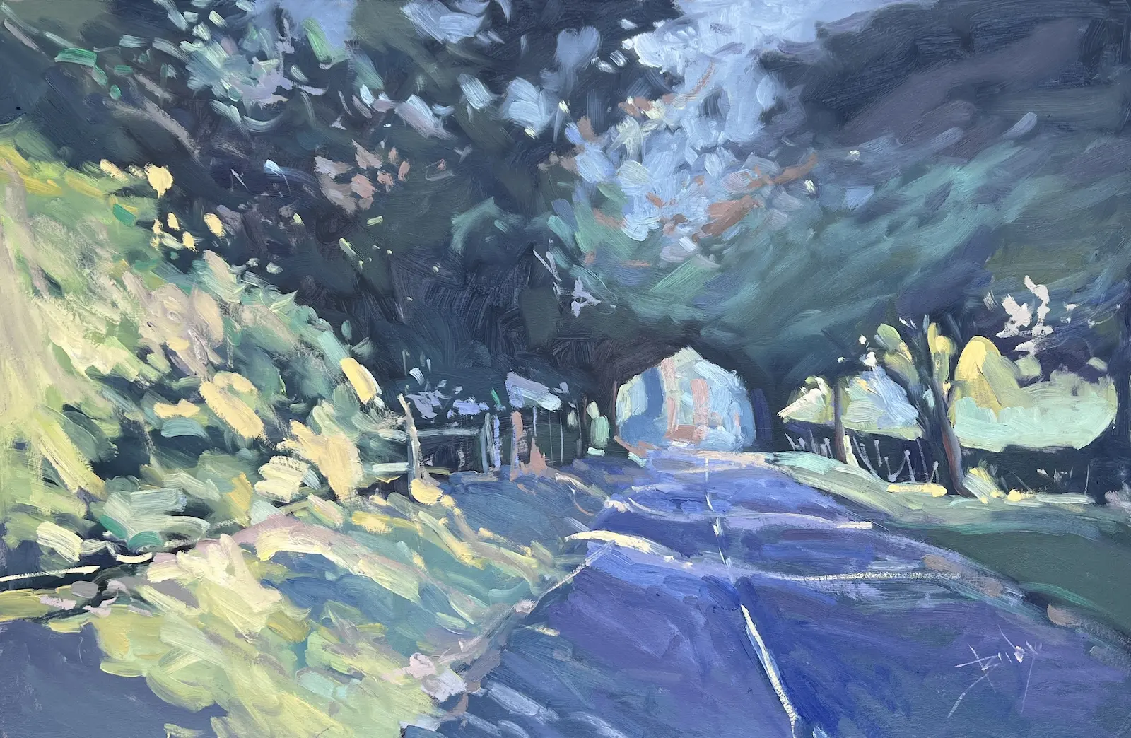 The Green Tunnel, painting by Szabolcs Brezovsky