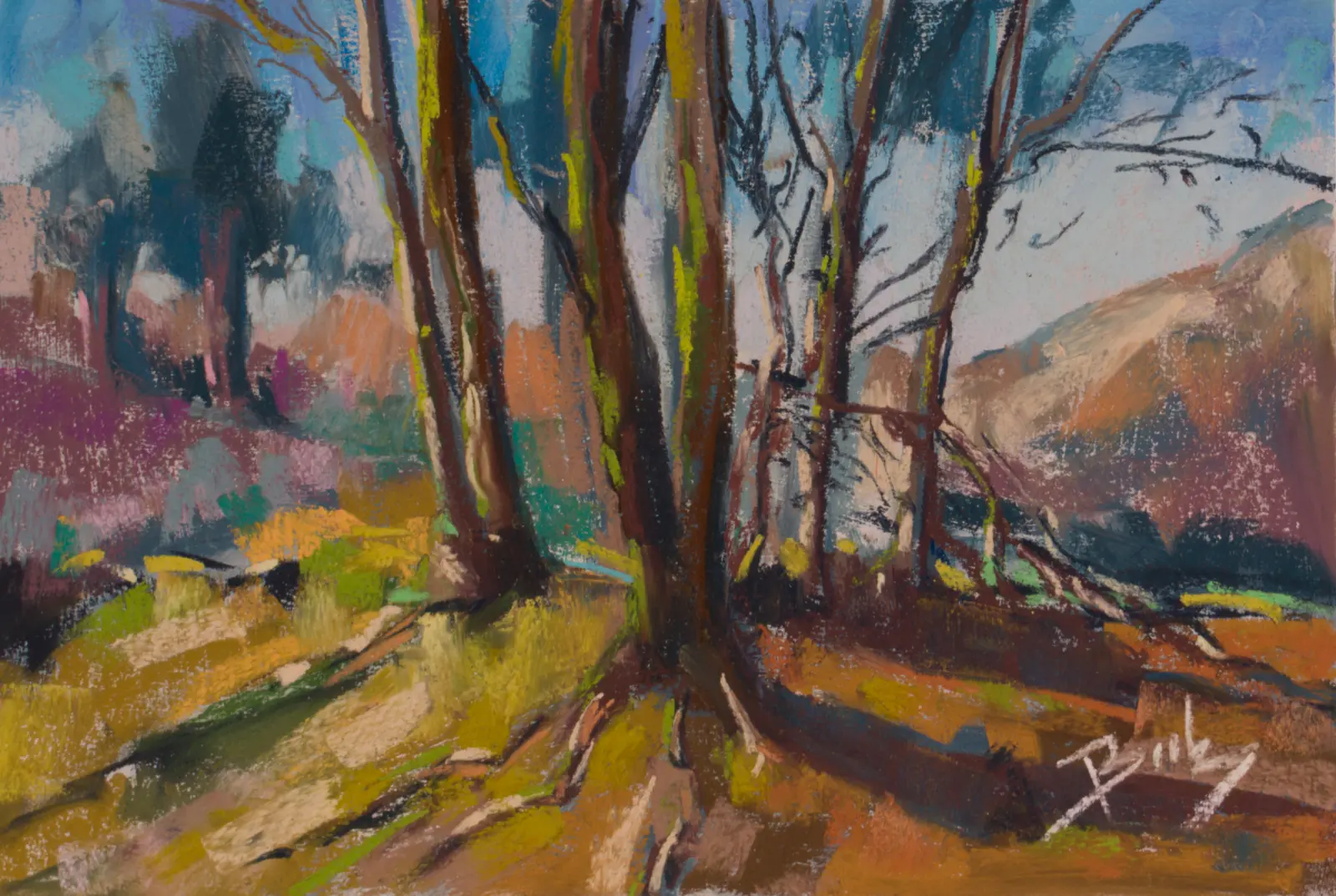 Through the Trees, Pastel by Szabolcs Brezovsky