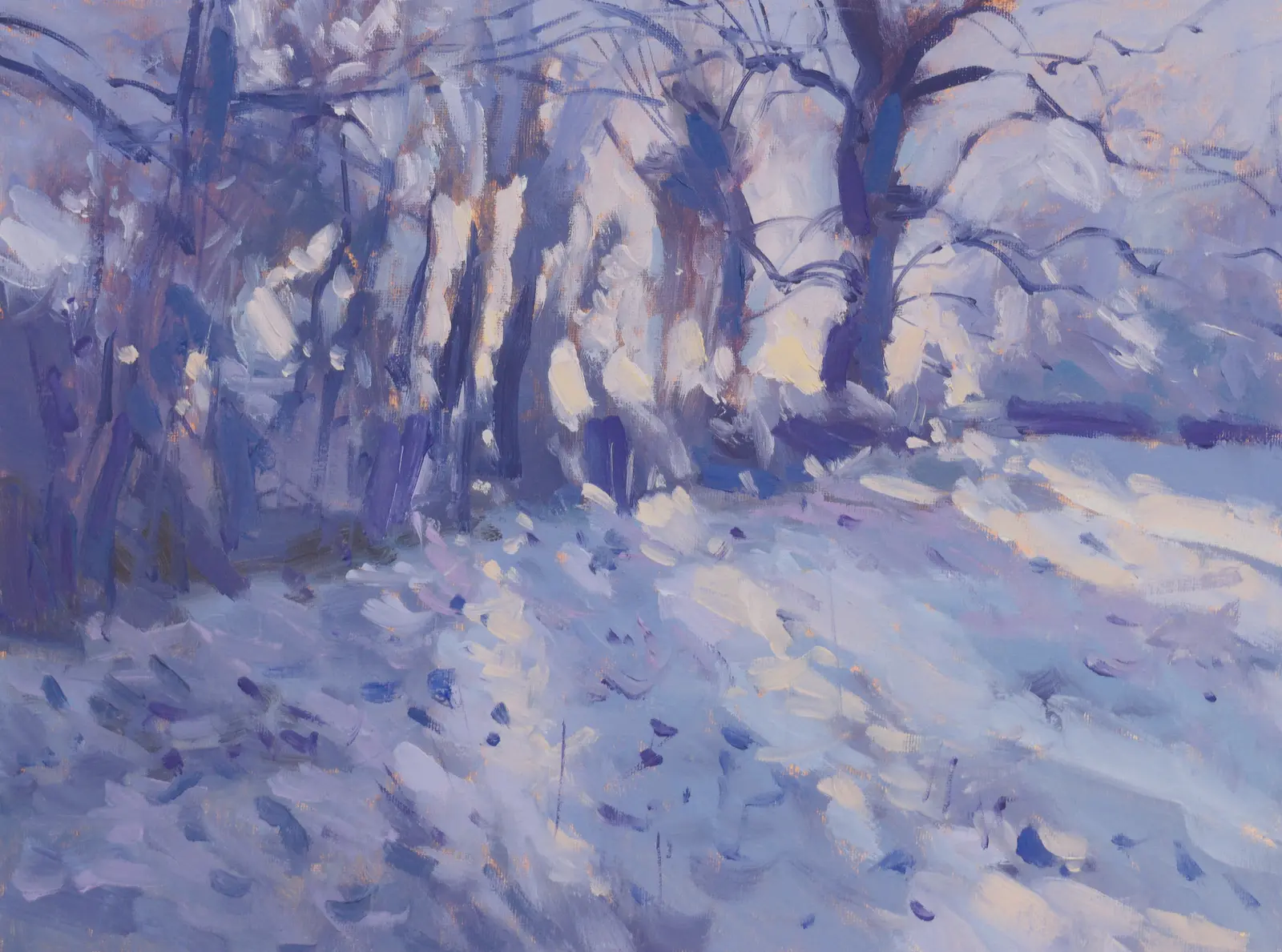 Winter glow, Oil in board by Szabolcs Brezovsky