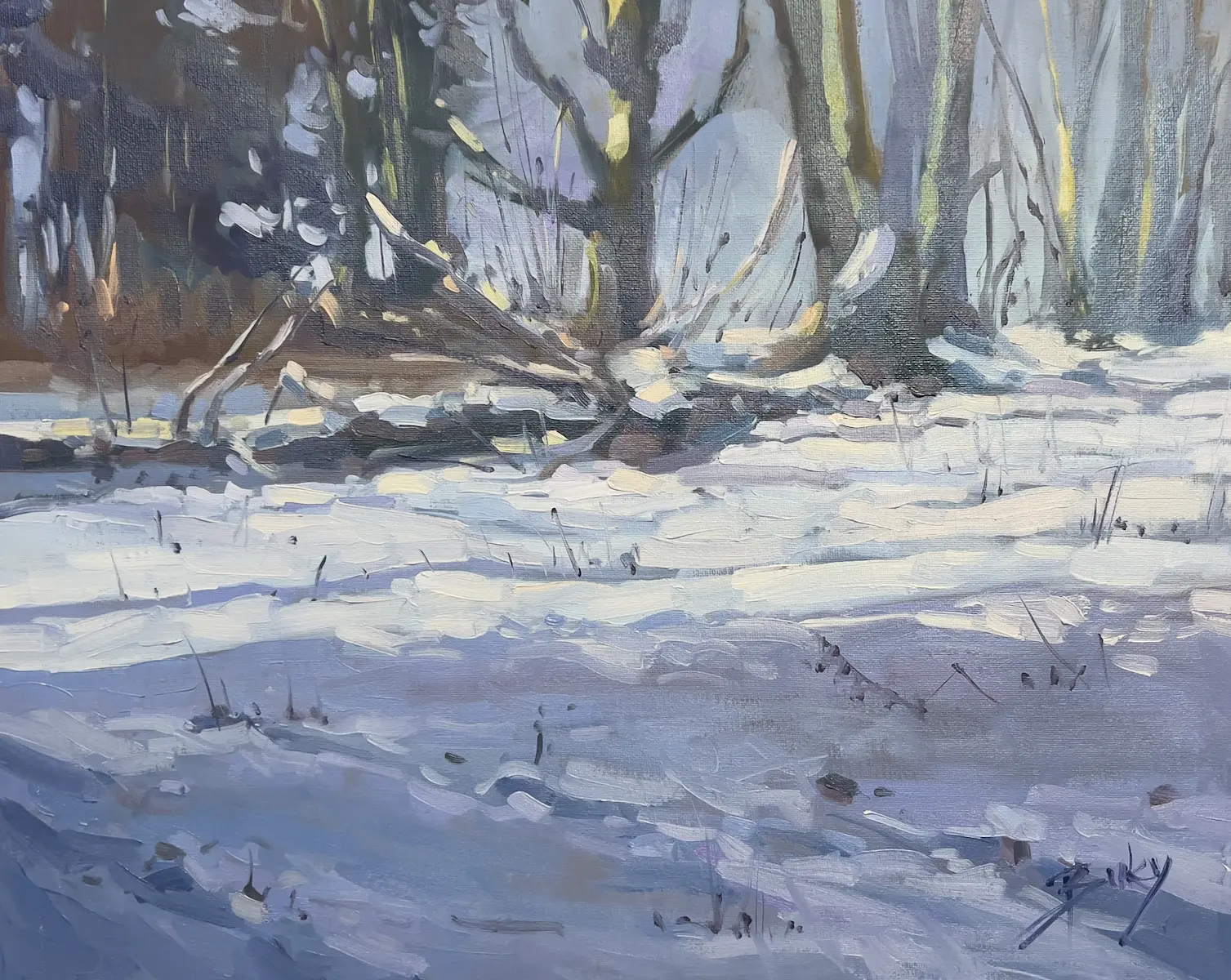 Winter Sunbeams, painting by Szabolcs Brezovsky